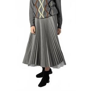 NEW PLAN C pleated midi skirt in black melange